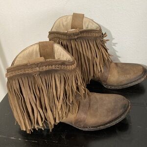 Freebird by Steven Dalas Fringe Ankle Boots Size 6